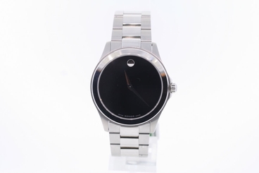 Men's Movado 0605746 JUNIOR SPORT Stainless Steel Black Dial Quartz Watch