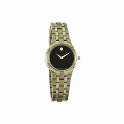 MOVADO WOMEN'S STEEL BRACELET & CASE SWISS QUARTZ BLACK DIAL WATCH 0606204