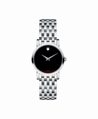 Movado Red Label 0606107 Automatic Black Dial Stainless Steel Band Womens Watch