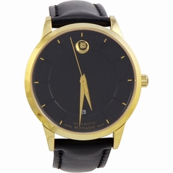 Movado 1881 Automatic Black Dial Black Leather Men's Watch