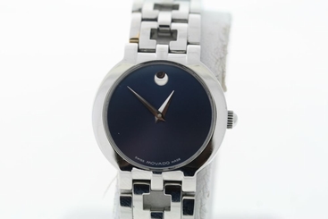 Ladies Movado 0604885 Estimo Blue Dial with Silver Tone Band Watch