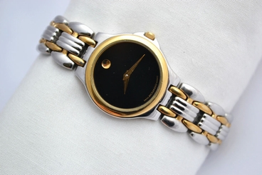 Vintage Movado Ladies Stainless Steel Two Tone Quartz Watch 203