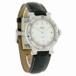 Movado Vizio Diver Mens White Dial Black Leather Band Swiss Watch 1603837