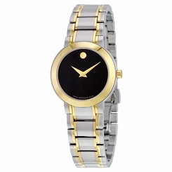 NEW Movado Stiri Black Dial Stainless Steel Yellow Gold PVD Ladies Watch 0606951