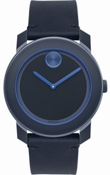 Movado Bold Quartz 42mm Navy Leather Strap Men's Watch 3600317