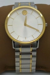 Movado TC 0606689 Mens Ultra Thin 40Mm Two Tone Swiss Quartz Movement Watch EUC