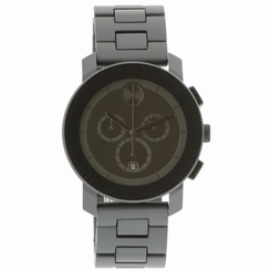 MOVADO MEN'S BLACK RESIN BAND STEEL CASE SWISS QUARTZ WATCH 3600048