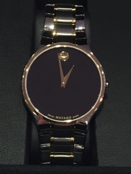 Movado Serio Series Mens Black Dial TwoTone Swiss Quartz Watch 0606388