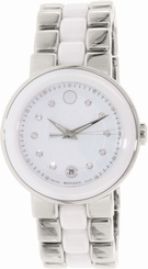 Movado Cerena 0606540 Steel & Ceramic Quartz Ladies Watch
