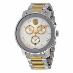 Movado Bold Silver Dial Two-tone Chronograph Quartz Watch 3600280