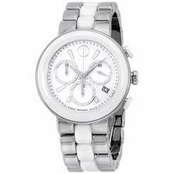 Movado Chronograph White Dial Stainless Steel Ladies Watch 0606758