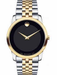 Movado 0606605 New Men's Dial Black Museum Concave Dot Two-Tone Swiss Quartz
