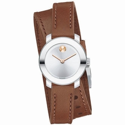 MOVADO BOLD WOMEN'S LEATHER BAND STEEL CASE SWISS QUARTZ ANALOG WATCH 3600331