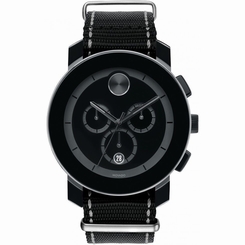 NEW MENS MOVADO (3600314) BOLD BLACK NYLON STRAPH CHRONOGRAPH WATCH