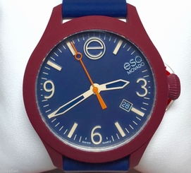 ESQ One Movado Navy Blue & Maroon Silicone Unisex 100M Quartz 07301453 GENUINE 885997104494
