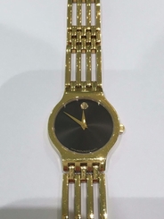 Ladies Gold Plated Movado Esperanza Black Dial Bracelet Watch