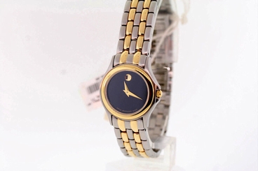 Ladies Movado 0690864 FOLIO Museum Two-Tone Stainless Black Dial Watch