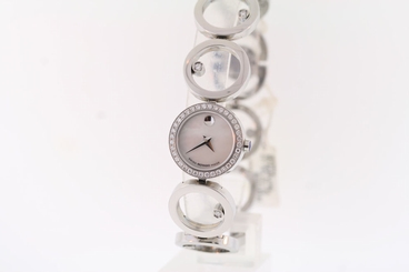 Ladies Movado 0605816 ONO Diamond Accented Stainless Steel MOP Dial Watch