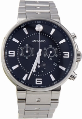 Movado Men's 0606759 SE Pilot Stainless Steel Bracelet Black Chrono Dial Watch 885997092470