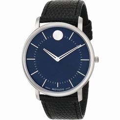 Movado 606846 Mens Blue Dial Analog Quartz Watch with Lizard Leather Strap 885997120029