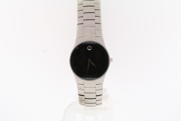 Ladies Movado 0605609 STRATO Black Dial Stainless Steel Watch