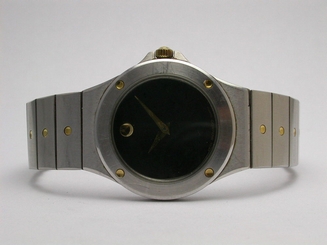 MOVADO #86.A1.837 MUSEUM BLACK DIAL STAINLESS STEEL/GOLD QUARTZ WOMENS WATCH