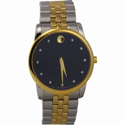 MOVADO Museum Black Dial Two-tone Men's Watch w/ diamonds 0606879