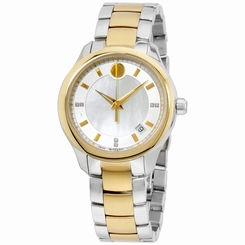 Movado Bellina MOP Dial Two Tone Stainless Steel Ladies Watch 0606979