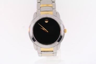 Men's Movado 0605511 Stalo Two-tone Stainless Steel Black Dial Watch