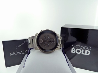  NEW Movado Men's BOLD Large Gunmetal Gray Ion-plated Swiss Watch 3600277