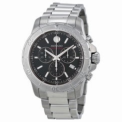 Movado Series 800 Black Dial Stainless Steel Chrono Quartz Men's Watch 2600110 885997050500