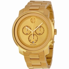 Movado Bold Men's 44mm Chronograph Gold Steel Bracelet & Case Date Watch 3600278