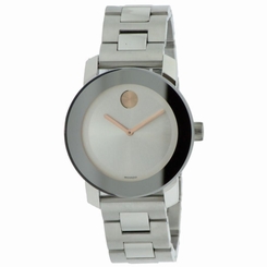 Movado Women's 36mm Silver Steel Bracelet & Case Mineral Glass Watch 3600084