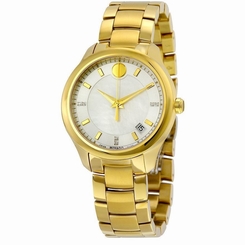 MOVADO WOMEN'S GOLD TONE STEEL BRACELET & CASE SWISS QUARTZ WATCH 0606980