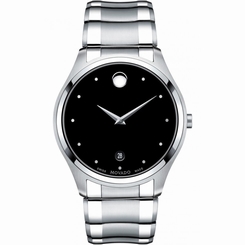 Movado Men's 40mm Silver Steel Bracelet & Case Sapphire Glass Date Watch 0606839