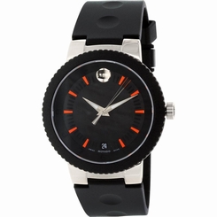 MOVADO MEN'S 42MM BLACK RUBBER BAND STEEL CASE SWISS QUARTZ WATCH 0606926
