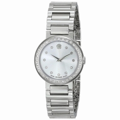 Movado Concerto Women's Silver Steel Bracelet & Case Mineral Glass Watch 0606793