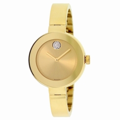 Movado Bold Women's 34mm Gold Steel Bracelet & Case Sapphire Glass Watch 3600201