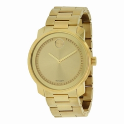 Movado Bold Men's & Women's 42mm Gold Steel Bracelet & Case Quartz Watch 3600258
