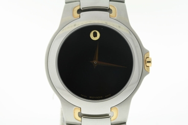 Men's Movado 0604858 Meza Two-Tone Stainless Steel Black Dial Watch