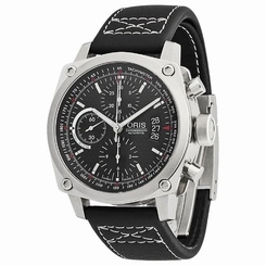 Oris 674-7616-4154-LS Mens Black Dial Automatic Watch with Leather Strap