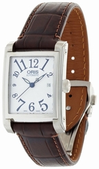 New ORIS Rectangular SS/Leather Silver Dial Men's Auto Watch 561 7656 4061D, MR