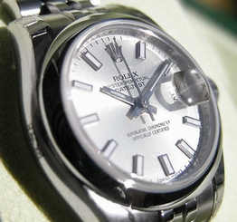 LADIES ROLEX DATEJUST 179160 SS SILVER STICK DIAL SMOOTH BEZEL JUBILEE 26MM  NEW