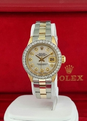 Ladies Rolex President 6916 18k Yellow Gold / 2-Tone Band MOP Diamond Dial Bezel