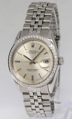Rolex Datejust Stainless Steel Diamond Bezel Silver Dial Mens Watch 1603