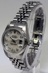 Rolex Ladies Datejust Steel & 18k Bezel MOP Diamond Dial 69174