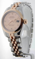 Rolex Ladies Datejust 179161 D 18k Pink Gold & Steel Goldust MOP Diamond Dial 8718215083184