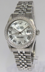 Rolex Datejust Stainless Steel MOP Dial Diamond Bezel Ladies Midsize Watch 68240