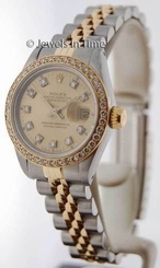  Rolex Womens 69173 Datejust Steel/18K Gold Diamond Wrist Watch