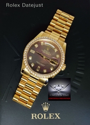 Fake AAA Rolex  Day Date President 18k Gold MOP Diamonds Watch Box/Papers  MINT 118348 Watch